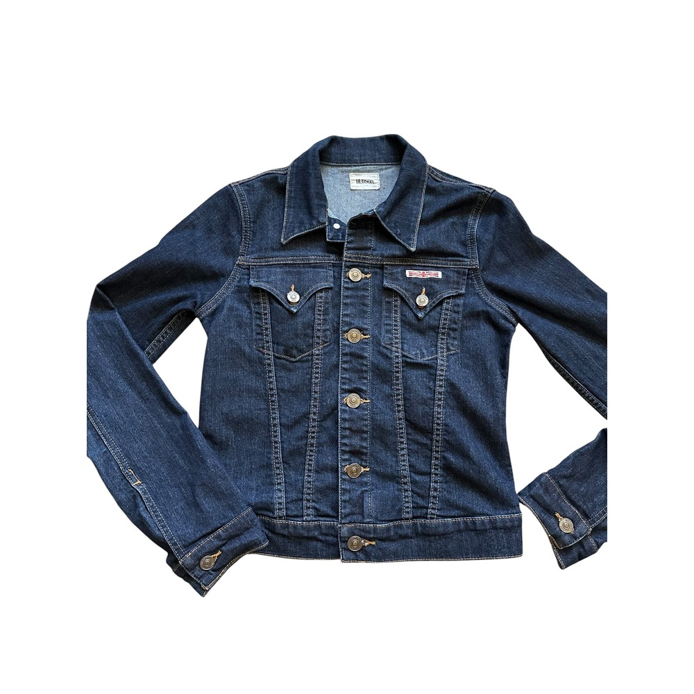 Retro Hudson Dark Wash Denim Trucker Jacket Size S Indie Sleaze 90s Minimalist